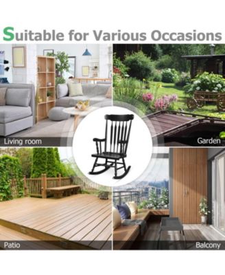 Rocking Chair with Solid Wooden Frame for Garden and Patio