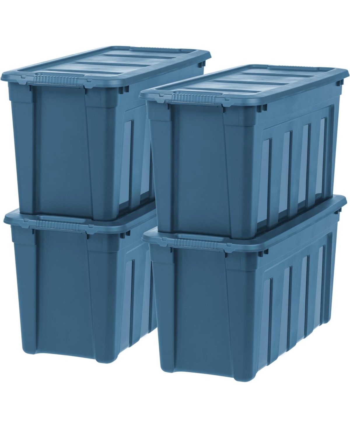 31 Gallon Heavy-Duty Storage Plastic Bin Tote Container, Black, Set of 4 - Blue