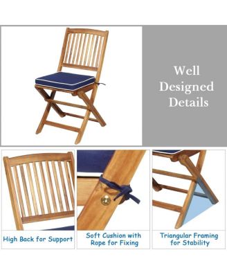 3 Pieces Patio Folding Bistro Set with Padded Cushion and Round Coffee Table