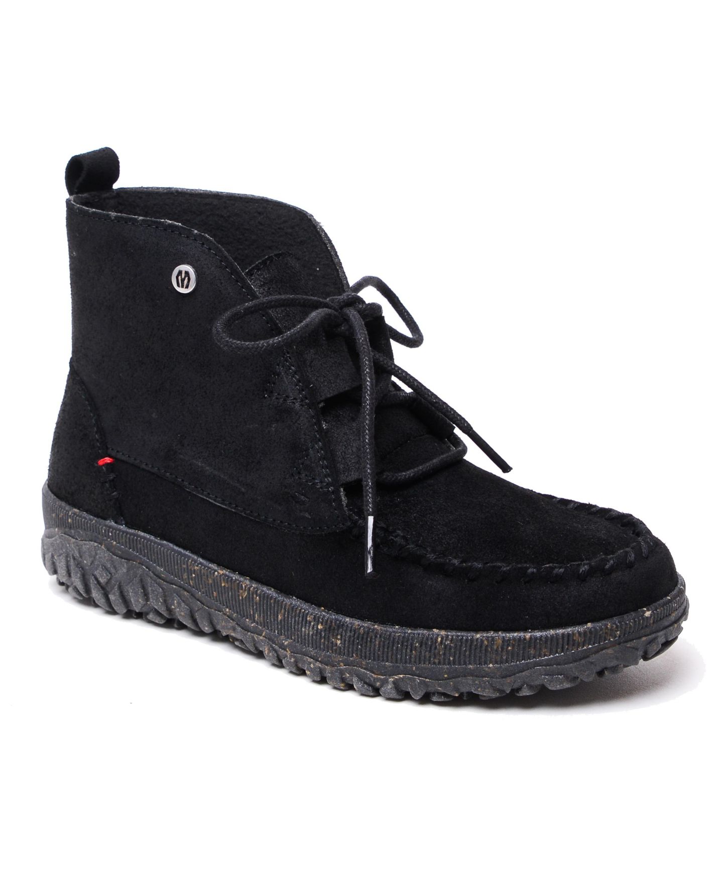 Женские ботинки Minnetonka Tealey Lace-up Suede Ankle, цвет: Чёрный — фото 1
