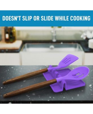 Silicone Utensil Rest with Drip Pad for Multiple Utensils