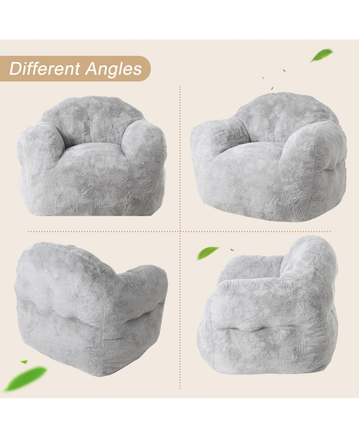 Caromio Giant Bean Bag Sofa Chair with Armrests for Adults High-Density Foam Stuffed
