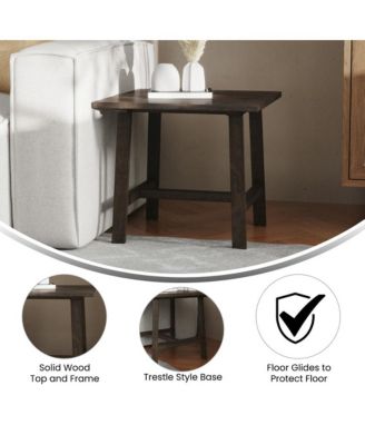 Mabel Farmhouse Trestle End Table, Solid Wood Rustic Accent Table
