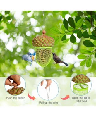 Metal Acorn Wild Bird Feeder Outdoor Hanging Food Dispenser for Garden Yard
