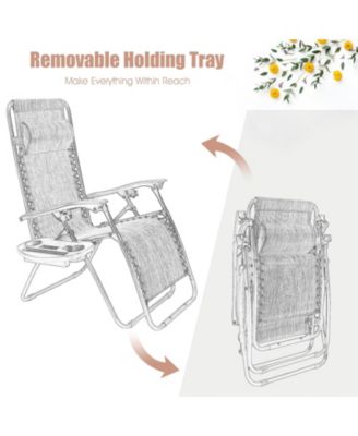 SUGIFT 2 Pieces Folding Lounge Chair with Zero Gravity