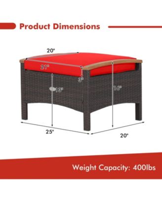 Set of 2 Fade-Resistant Wicker Patio Ottoman