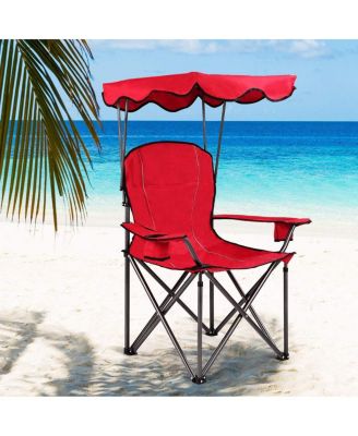 Portable Folding Beach Canopy Chair with Cup Holders