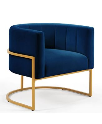  Navy Velvet Accent Chair with Gold Stand