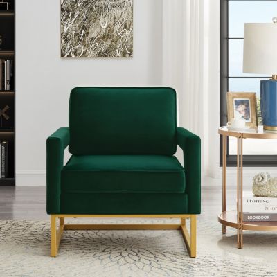 Gold base velvet accent chair, Jade