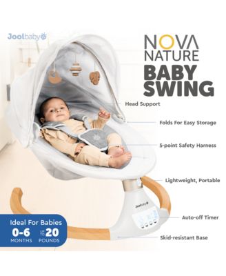 Nova Nature Baby Swing for Newborns – Natural Wood Toys, Electric Motorized Infant Swing, Bluetooth Music