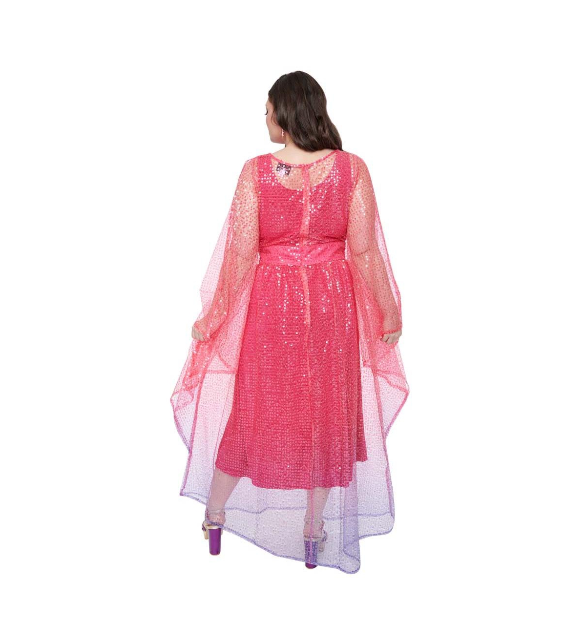 Unique Vintage Plus Size 1970s Flutter Sleeve Caftan - Pink  purple ombre