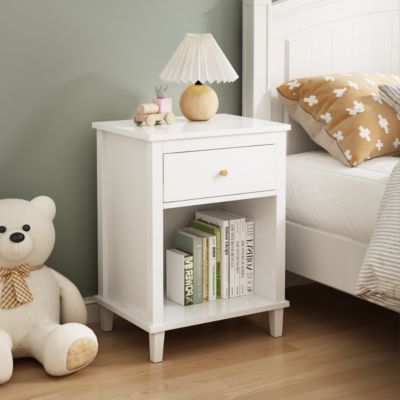 Streamdale Wooden Nightstand With One Drawer One Shelf For Kids, Adults