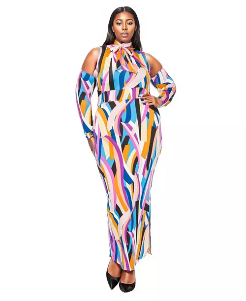 plus size electra ribbon collar dress