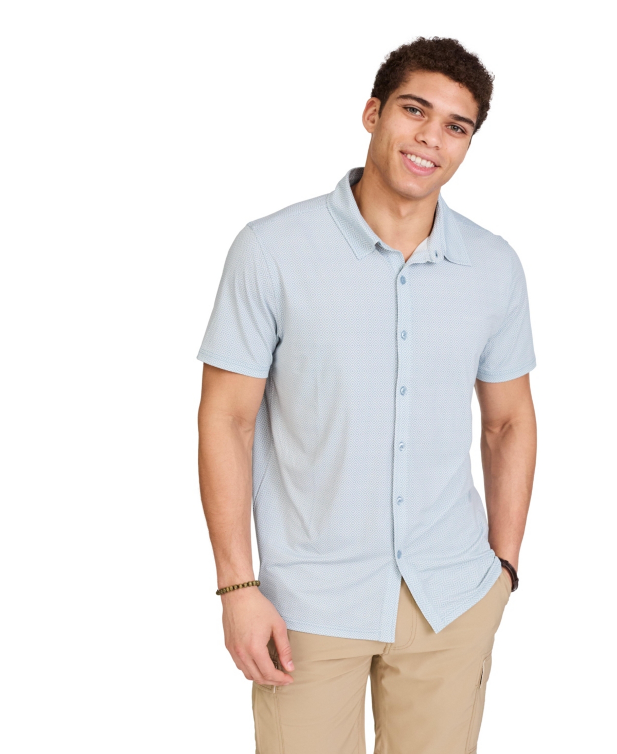 Men's Mosaic Short Sleeve Button Up Shirt - Tap shoe diamonde