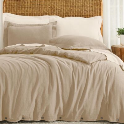 Orion Solid Cotton Linen Blend 3-Piece Duvet Cover Set, King/Cal King