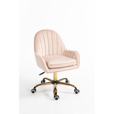 Velvet Home Office Chair with Wheels and Side Arms