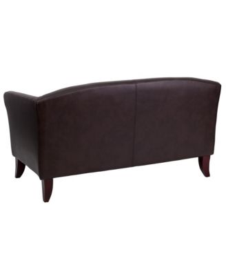 Leathersoft Reception/Living Room Loveseat With Cherry Wood Feet