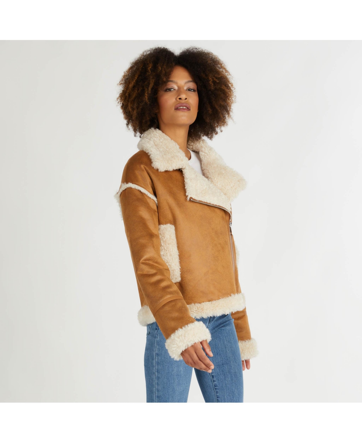 Nvlt Women's Shearling Cropped Biker