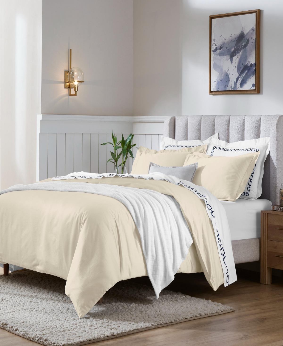 Superior Egyptian Cotton 650 Thread Count Solid Luxury Duvet Cover Set,