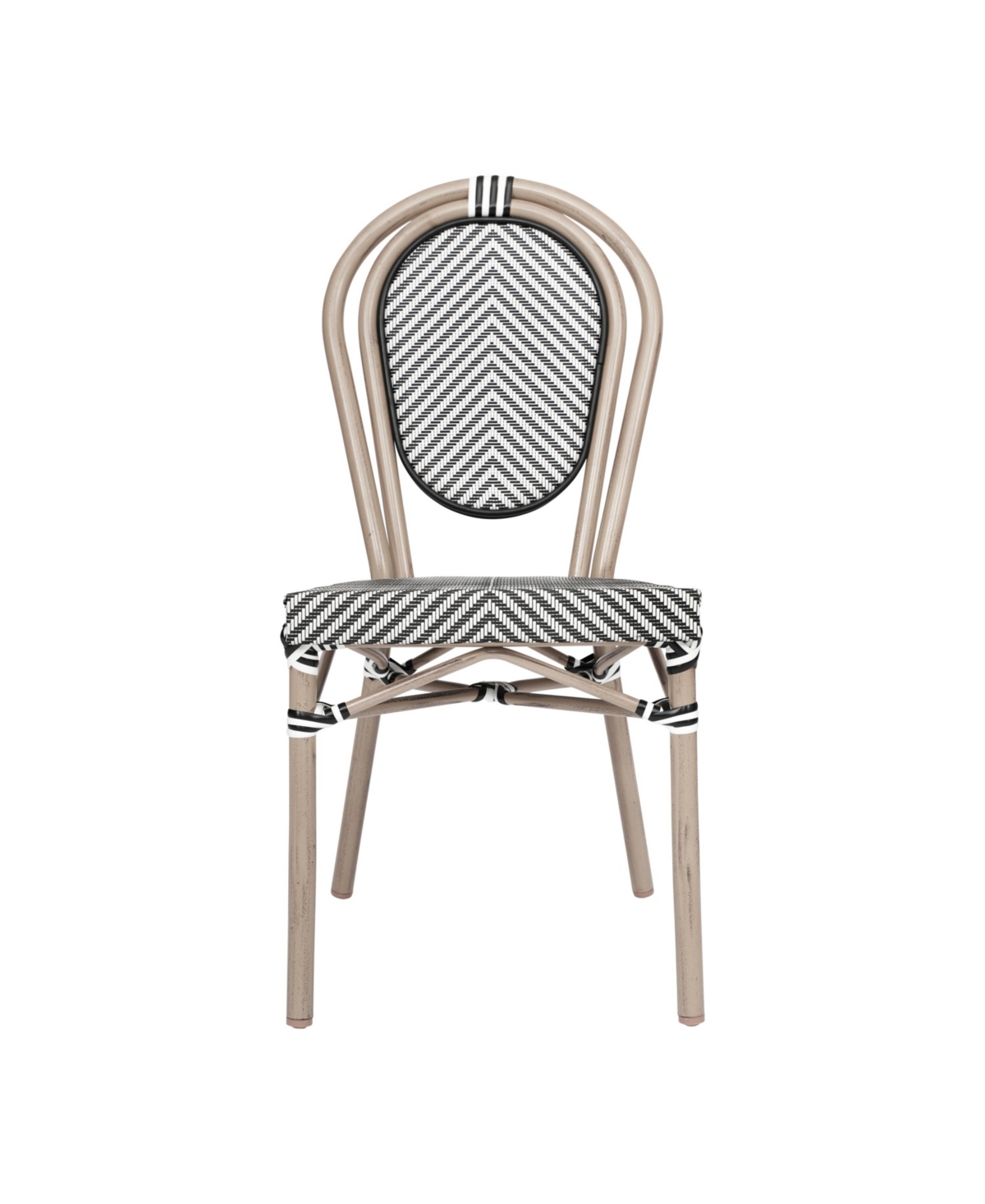 Merrick Lane Mael Stacking Thonet Bistro Style Chair With Textilene Seat And Bamboo Finished Metal Frame For Indoor/Outdoor Use