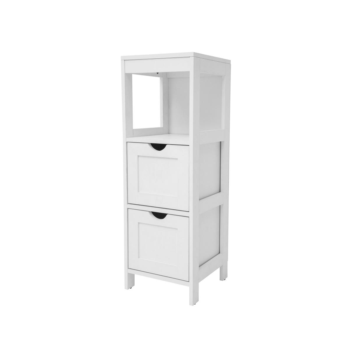 Delilah 2 Drawer Bathroom Storage Cabinet Organizer With Open Display Shelf - White