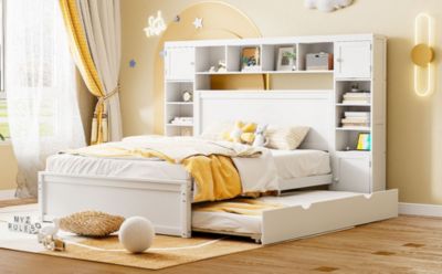 Streamdale Wooden Queen Bed with Cabinetry and Outlets