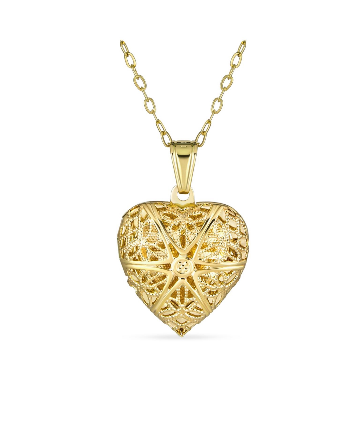 Vintage Style Filigree Star Heart Shape Aromatherapy Essential Oil Perfume Diffuser Locket Necklace For Women 18K Gold Plated - Gold-ton
