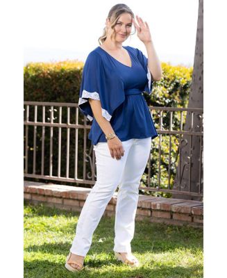 Plus Size Sarah Lace Trim Peplum Top