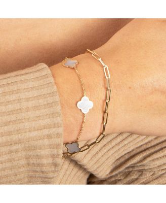 Small Mother of Pearl Clover Bracelet