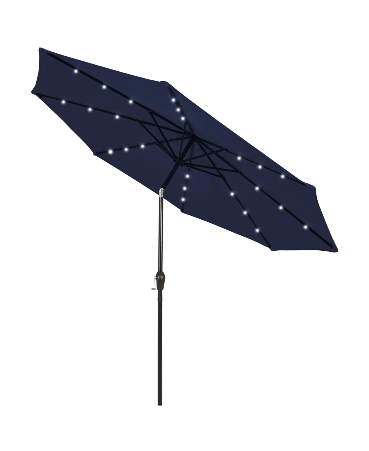 9 Ft Patio Solar Umbrella Led Patio Market Steel Tilt with Crank Outdoor - Dark blue