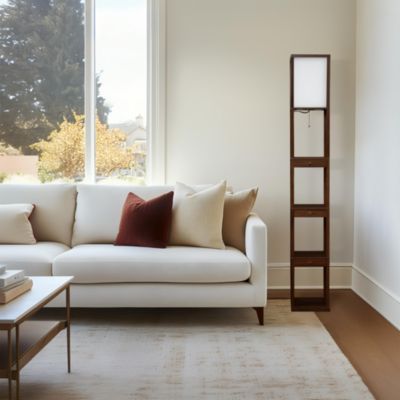 Maxwell Drawer 72" LED Shelf Floor Lamp with Lantern Shade