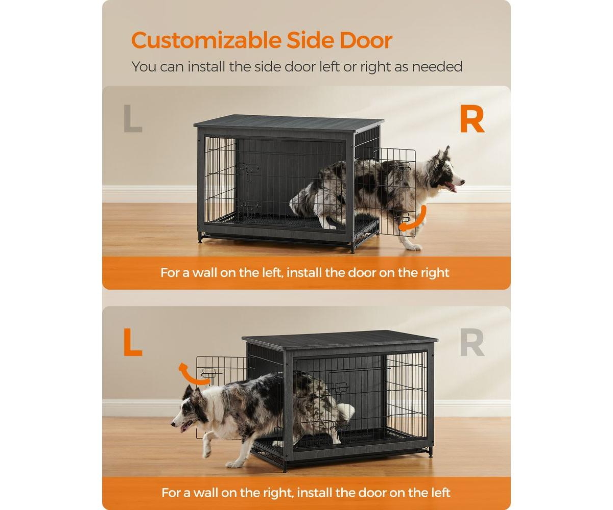 Slickblue Wooden Dog Crate, Indoor Pet Crate End Table, Dog Furniture With Removable Tray