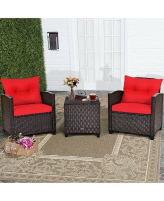SUGIFT 3 Pieces Rattan Patio Furniture Set with Washable Cushion