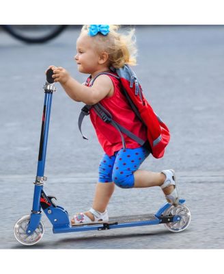 Folding Aluminum Kids Kick Scooter with LED Lights - Blue