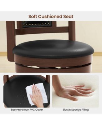 25.5 Inch Upholstered Bar Stools Set of 2 with Curved Backrest and Footrest