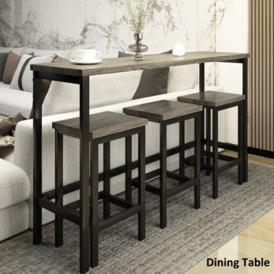 Extra Long Counter Height Dining Set with 3 Stools