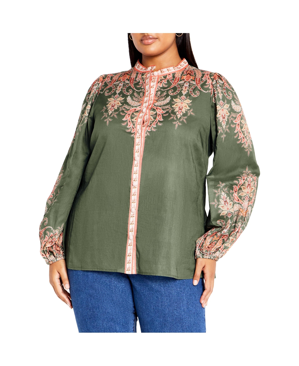 Plus Size Chloe Placement Shirt - Ivory placement