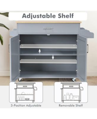 Rolling Kitchen Island Cart with Towel and Spice Rack