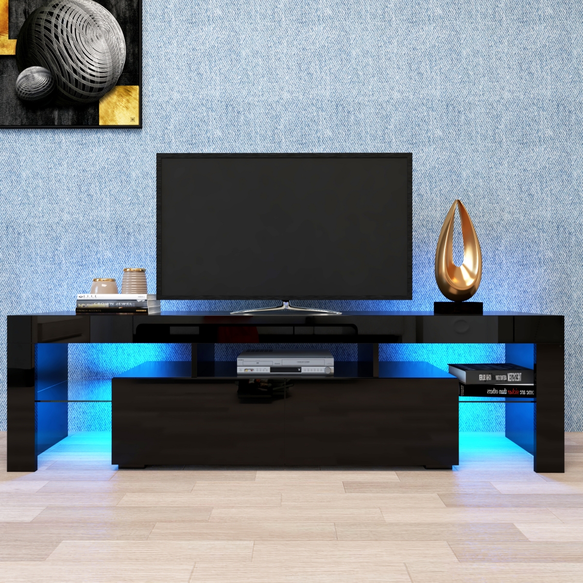 Streamdale Furniture Modern Tv Stand, 20S Led Tv Stand with Remote Control Lights