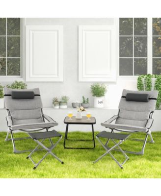 SUGIFT 5-Piece Patio Sling Chair Set Folding Lounge Chairs with Footrests and Coffee Table