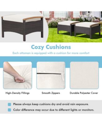 Set of 2 Fade-Resistant Wicker Patio Ottoman