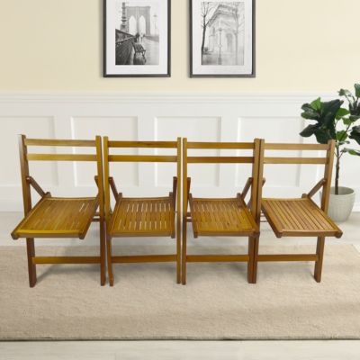 Folding Slatted Event Chair, Set of 4