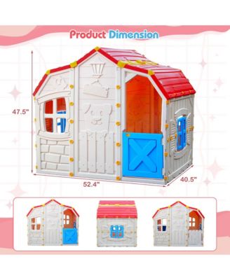 Kids Playhouse Realistic Cottage Playhouse with Openable Windows & Working Door