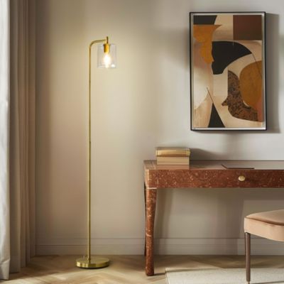 Elizabeth Modern LED Gold Floor Lamp with Glass Shade (66"), Edison Bulb Included