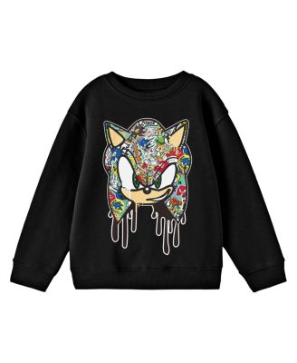 Boys Bioworld Graffiti Portrait Youth Black Crew Neck Sweatshirt