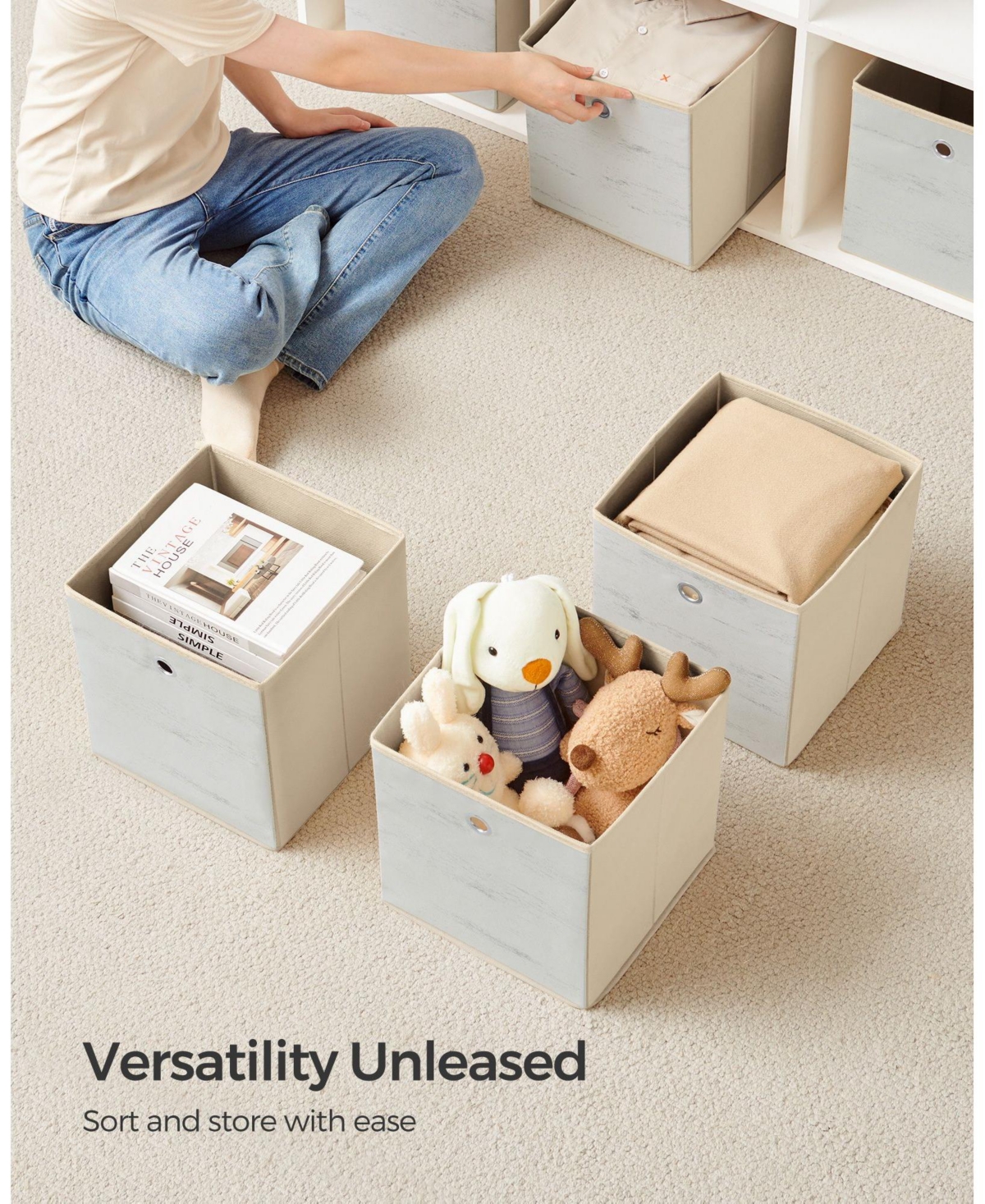 Slickblue Foldable Storage Organizer Boxes, Storage Cubes, Set Of 6 Clothes Organizer, Toy Bins