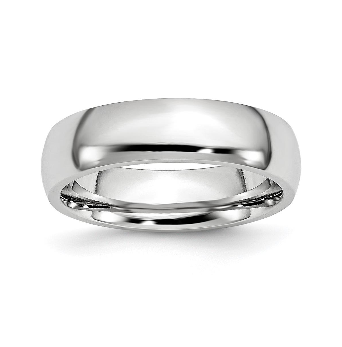 Cobalt Polished Half Round Wedding Band Ring - White
