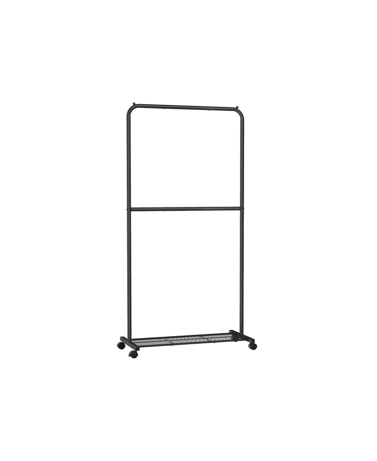 36 Inch Double-rod Clothes Rack With Wheels - Black