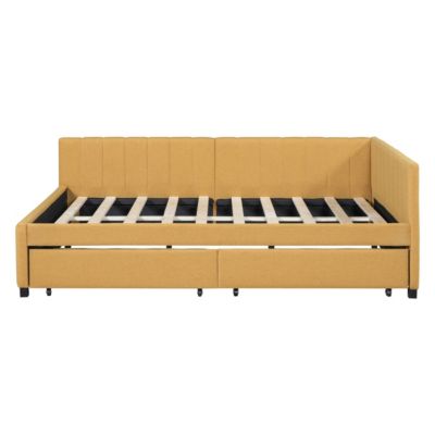 Simplie Fun Yellow Upholstered Daybed with Storage Drawers & No Box Spring Needed