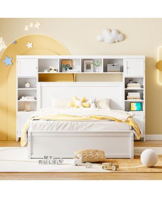 Streamdale Wooden Queen Bed with Cabinetry and Outlets